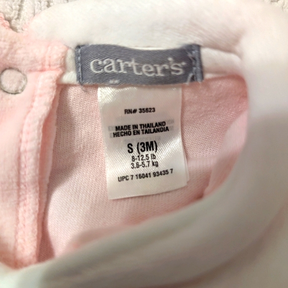 Vintage Carter's Sweet Daisy Collection 3m 2 piece Pink Velour set - Picture 5 of 9